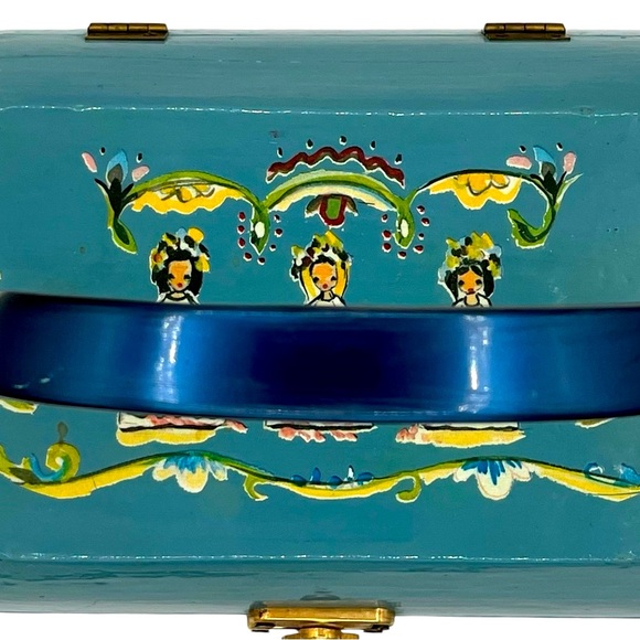 Vintage 1960's Decoupage Hand-Painted Wooden Purse - Picture 9 of 15